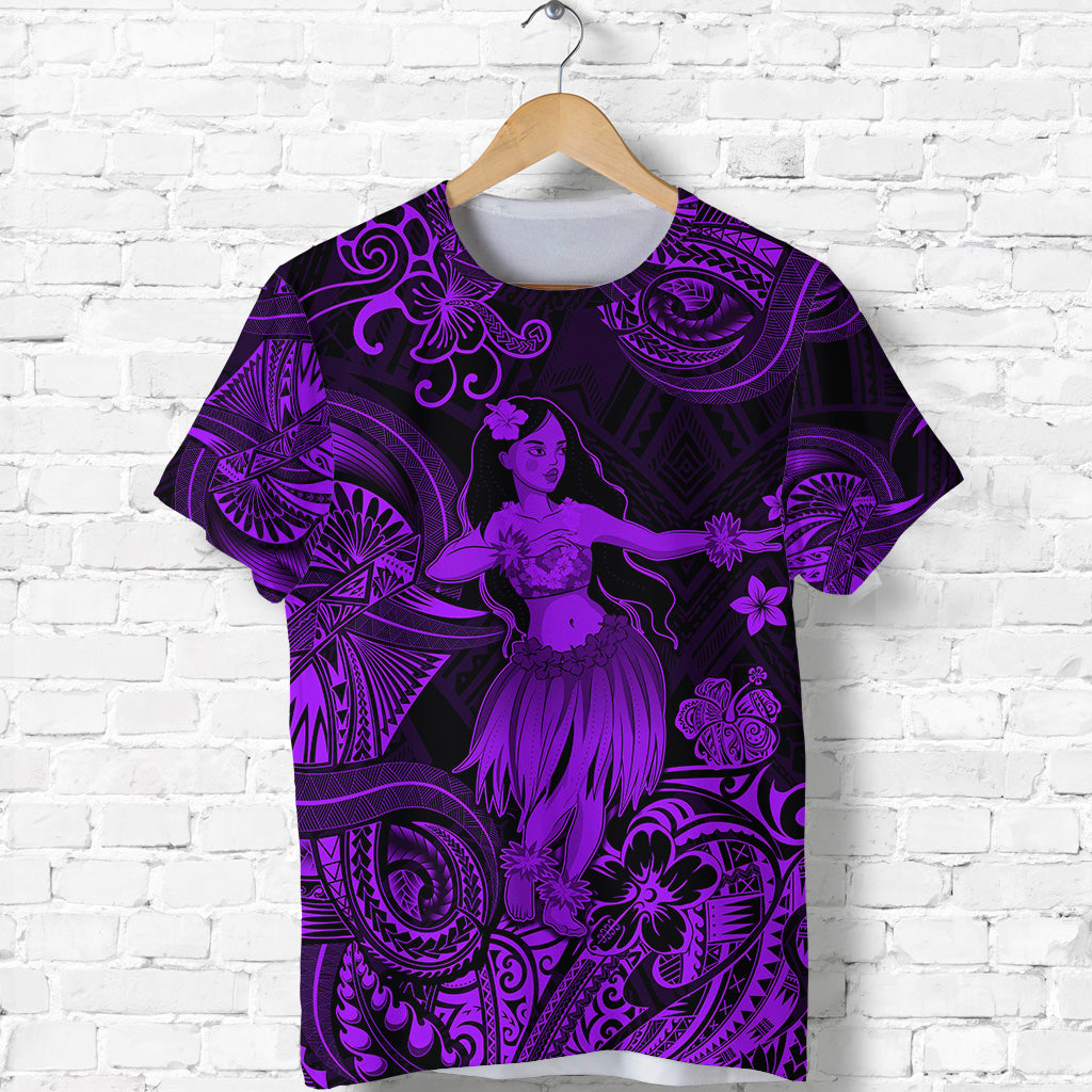 Custom Hawaii Hula Girl Polynesian T Shirt Unique Style Purple LT8 - Polynesian Pride