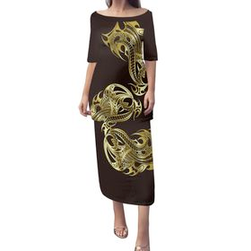 Polynesian Puletasi Dress Simple Gold Vibes RLT8 - Polynesian Pride