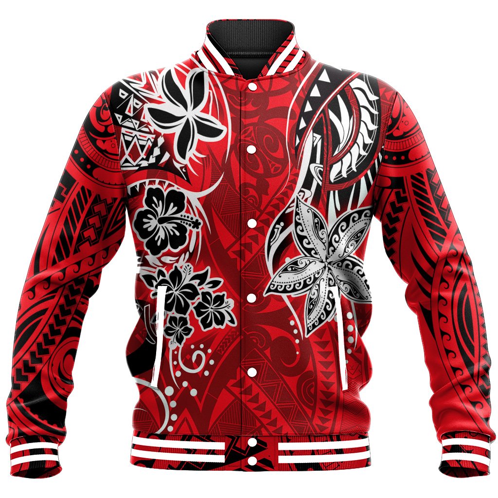 Polynesian Simple Hawaii Baseball Jacket - AH Unisex Red - Polynesian Pride