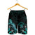 Niue Polynesian Men's Shorts - Turtle With Blooming Hibiscus Turquoise - Polynesian Pride