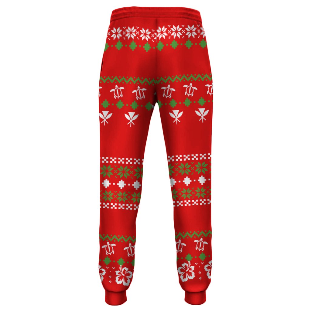 Hawaiian Santa Claus Mele Kalikimaka Joggers - Aviv Style - Red - AH - Polynesian Pride