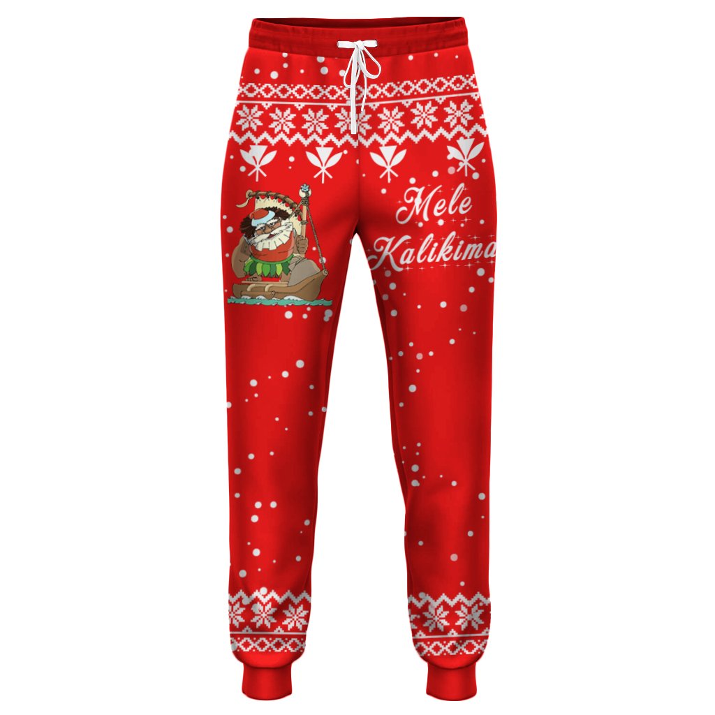 Hawaiian Santa Claus Mele Kalikimaka Joggers - Red - Farah Style - AH Unisex Red - Polynesian Pride