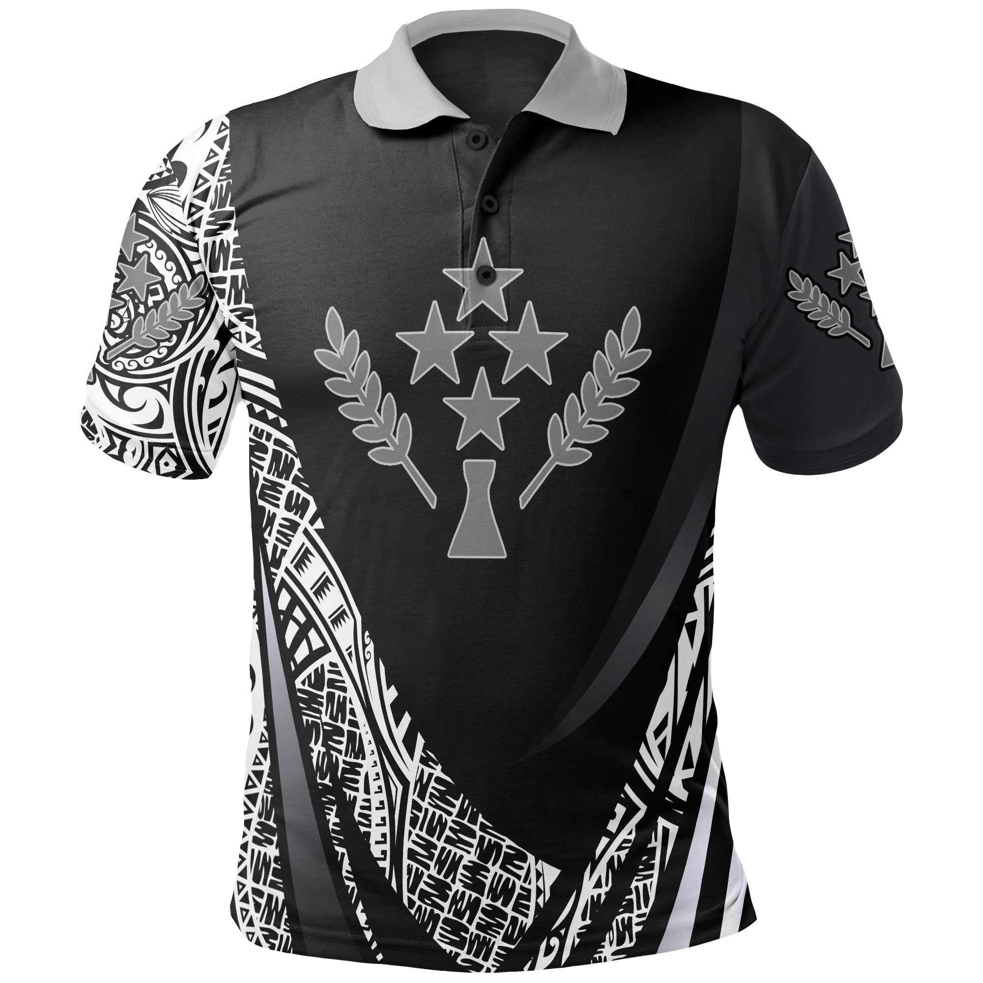 Kosrae State Polo Shirt Polynesian Patterns Sport Style Unisex Black - Polynesian Pride