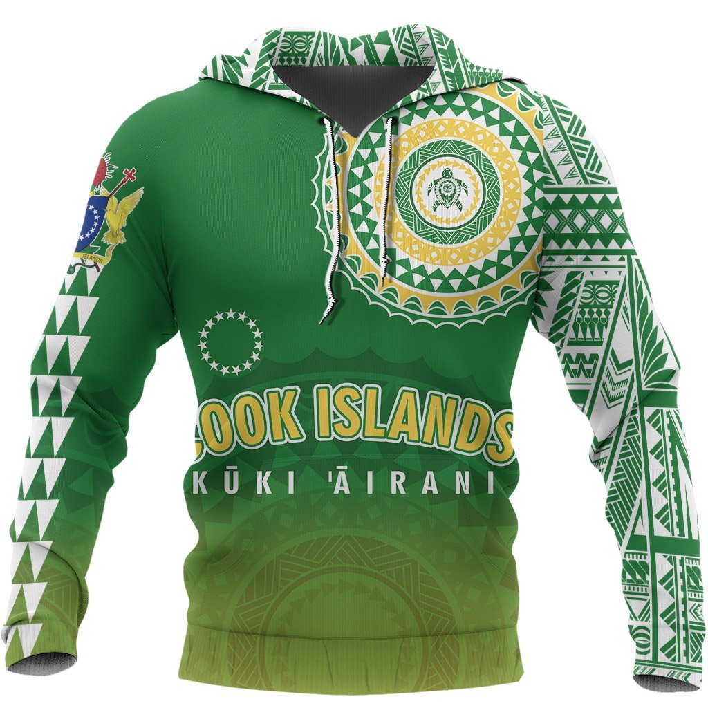 Cook Islands Hoodie Tattoo Style Unisex Green - Polynesian Pride