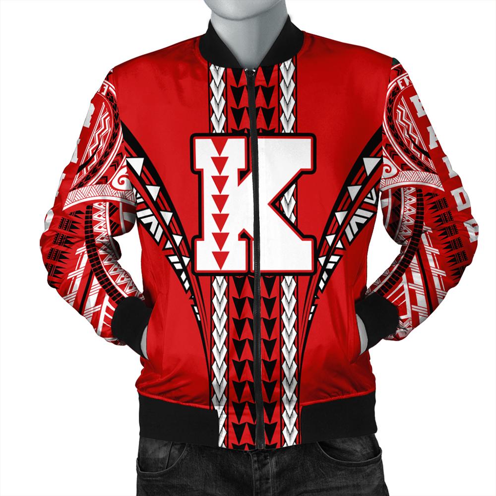 Hawaii Bomber Jacket - Kahuku High Bomber Jacket AH Red Unisex - Polynesian Pride