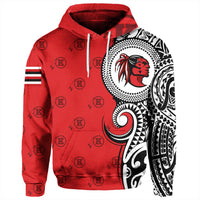 Custom Hawaii Hoodie Kahuku High Tribal Kakau Pullover Hoodie Unisex Red - Polynesian Pride