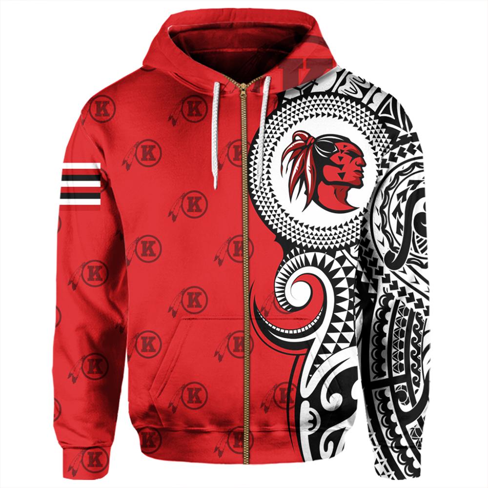 Custom Hawaii Hoodie Kahuku High Tribal Kakau Zip Hoodie - Polynesian Pride