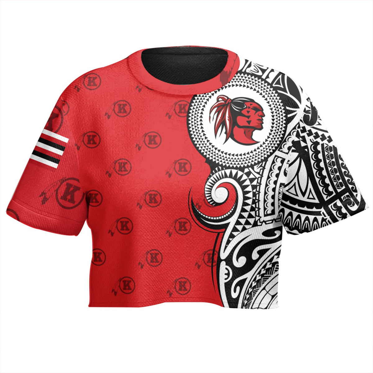(Personalised) Hawaii - Kahuku High Tribal Kakau All - over Print Crop Top T-shirt AH - Polynesian Pride