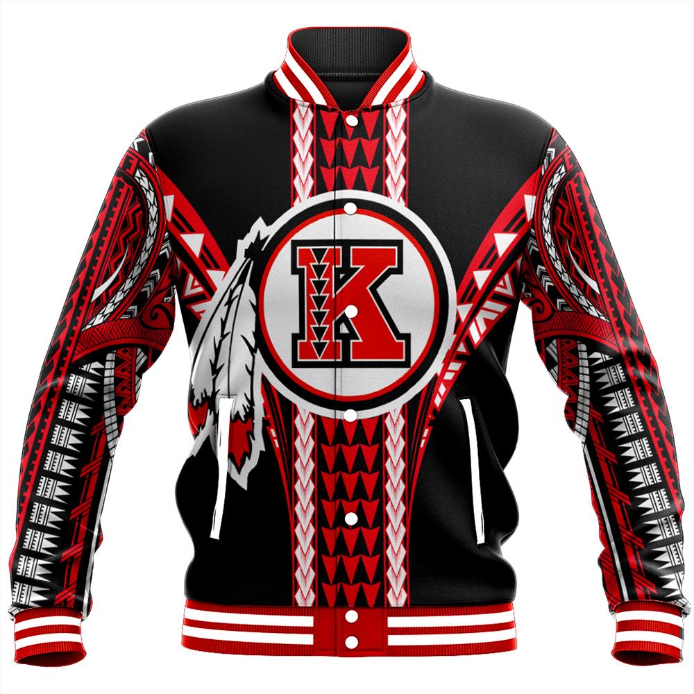 Hawaii Baseball Jacket - Kahuku High Football Baseball Jacket - AH Unisex Red - Polynesian Pride