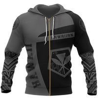 Kanaka Polynesian Sport Zip up Hoodie Premium Sport AH Unisex White - Polynesian Pride