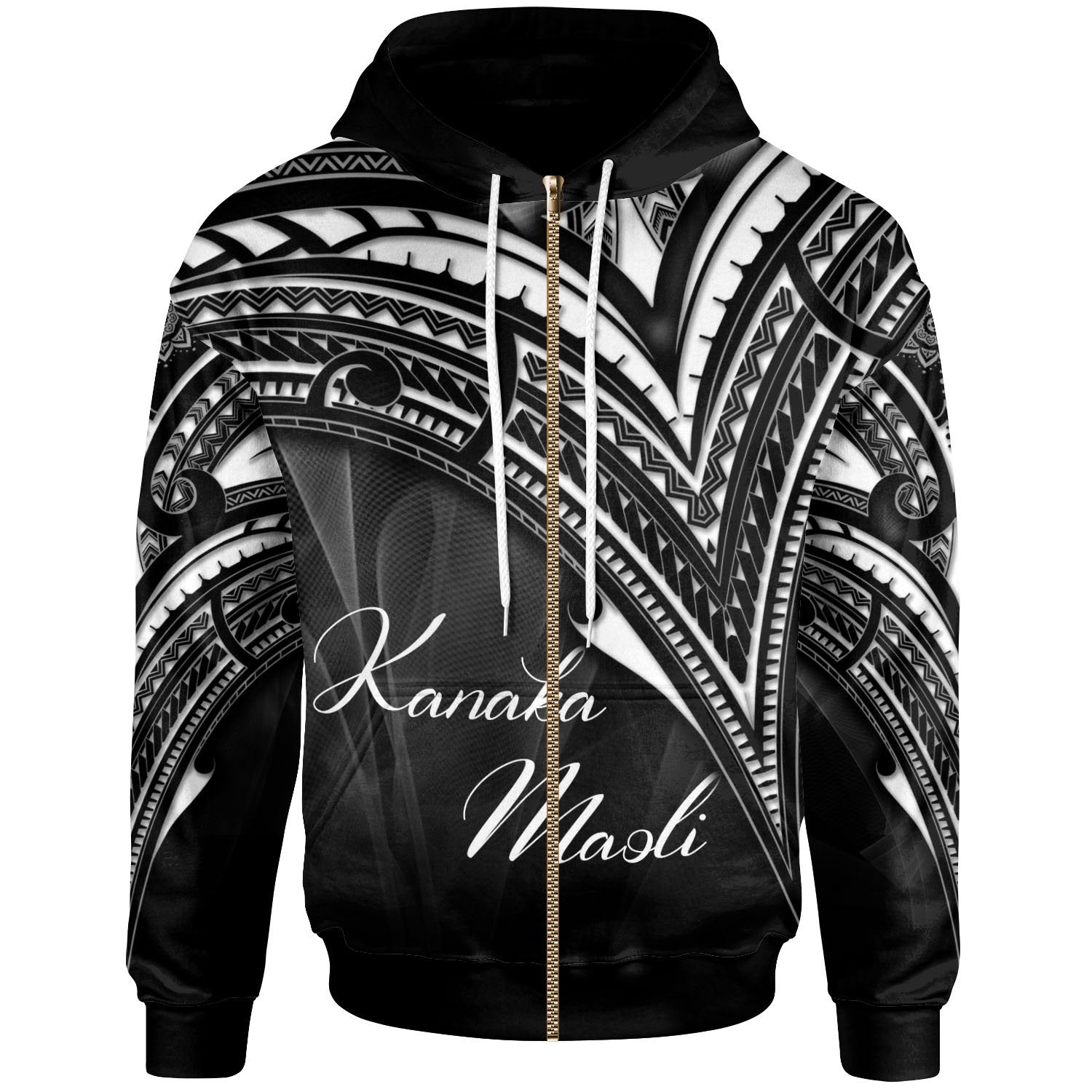 Hawaii Kanaka Maoli Zip Hoodie Cross Style Unisex Black - Polynesian Pride