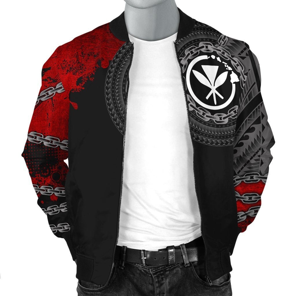 Hawaii Kanaka Maoli Polynesian Men's Bomber Jacket - Polynesian Chain Style - Polynesian Pride