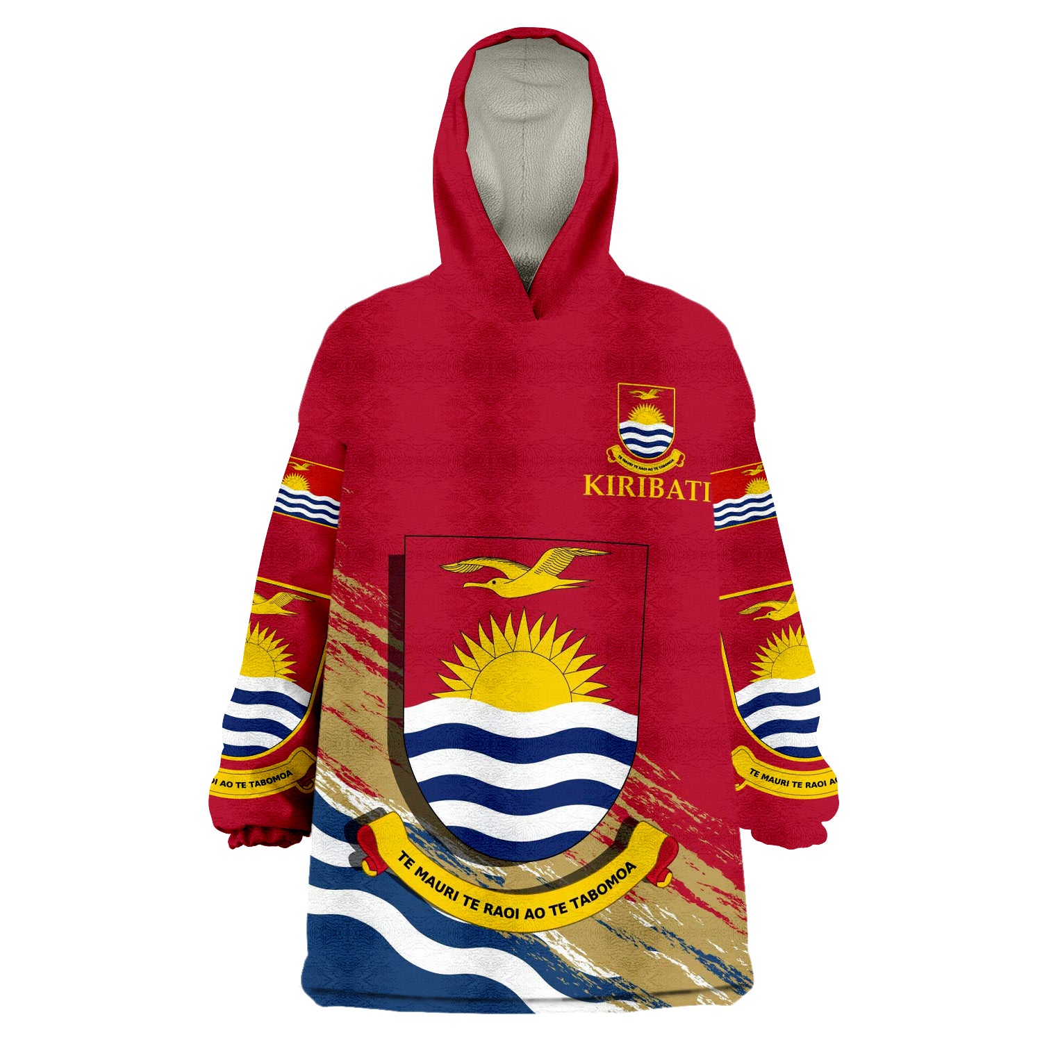 Kiribati Flag Coat Of Arms Special Wearable Blanket Hoodie LT9 Unisex One Size - Polynesian Pride