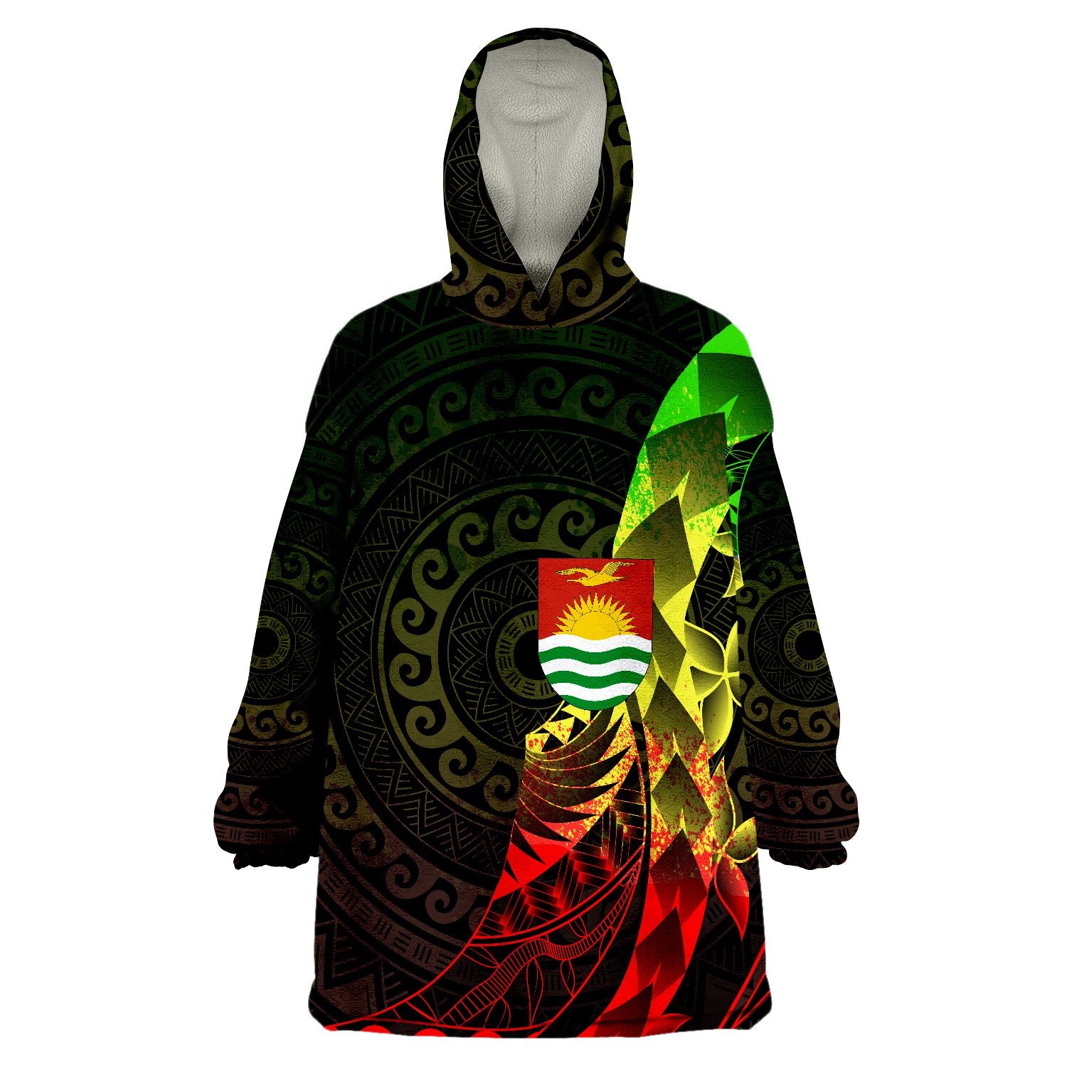 Kiribati Polynesian Pattern Style Reggae Color Wearable Blanket Hoodie LT9 Unisex One Size - Polynesian Pride