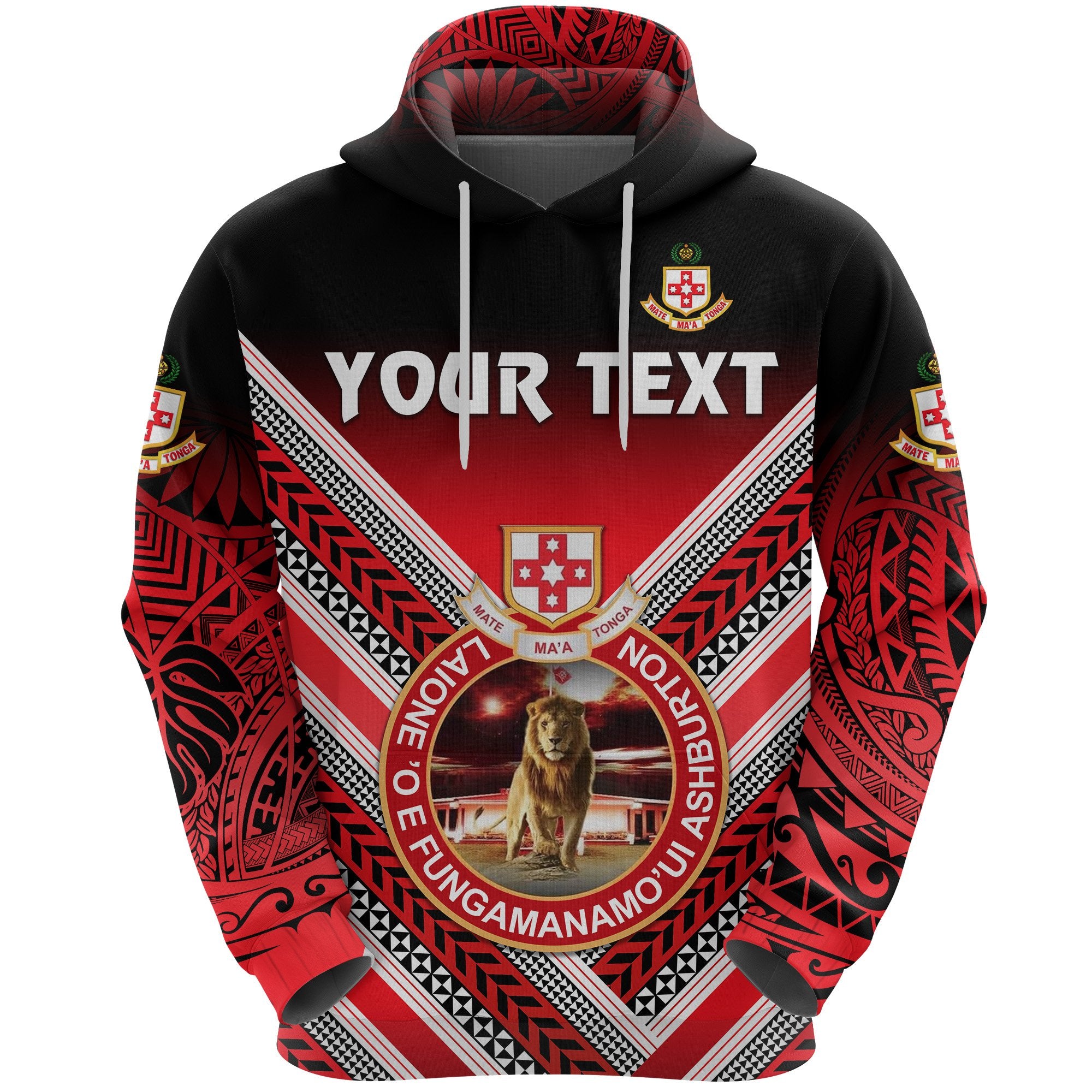 Custom Kolisi Tonga Hoodie Mate Maa Tonga Creative Style Lion Unisex Red - Polynesian Pride