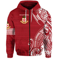 Custom Kolisi Tonga Mate Maa Tonga Zip Hoodie Laione Ashburton Old Boys, Custom Text and Number LT8 - Polynesian Pride