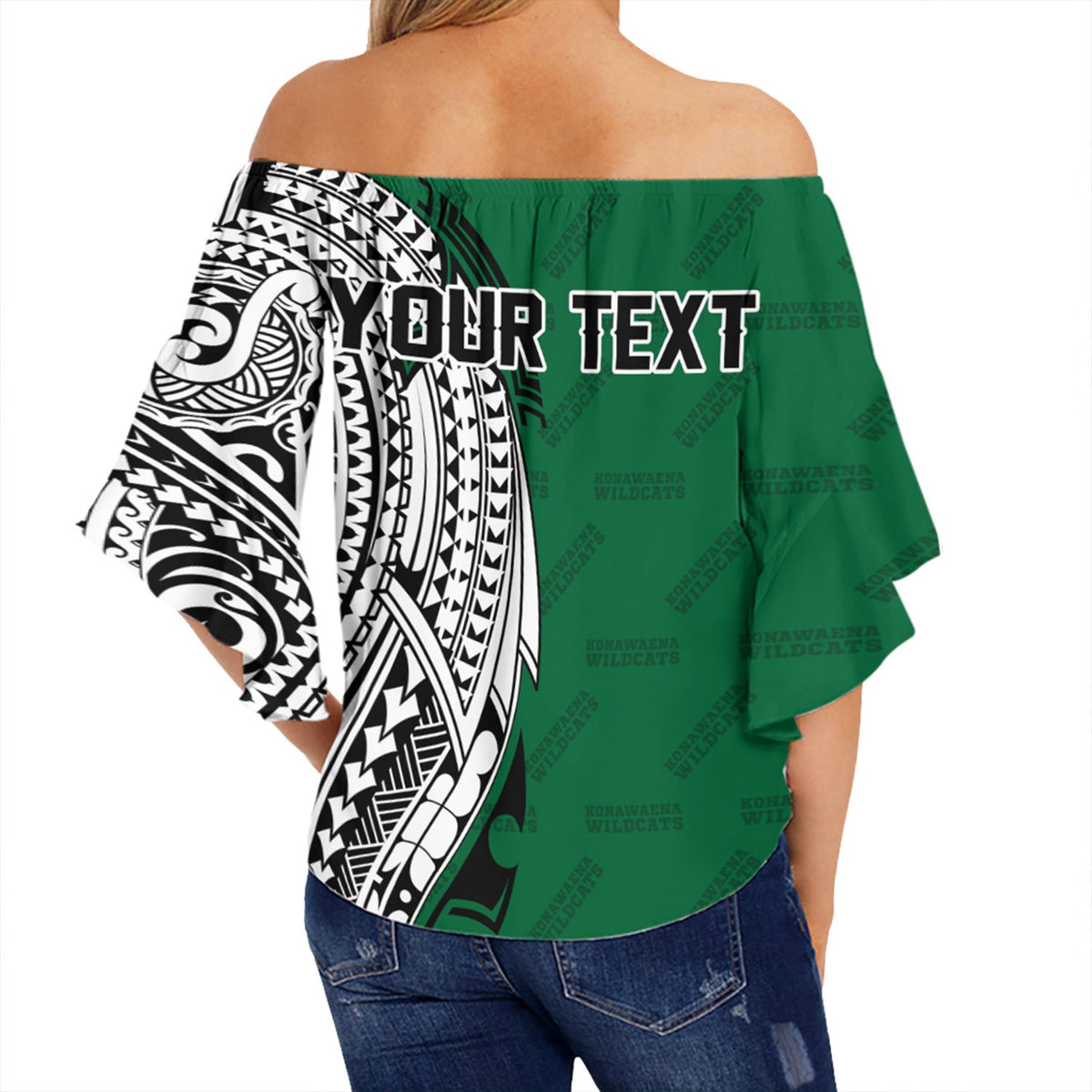 (Personalised) Hawaii - Konawaena High Tribal Kakau Off Shoulder Waist Wrap Top AH - Polynesian Pride