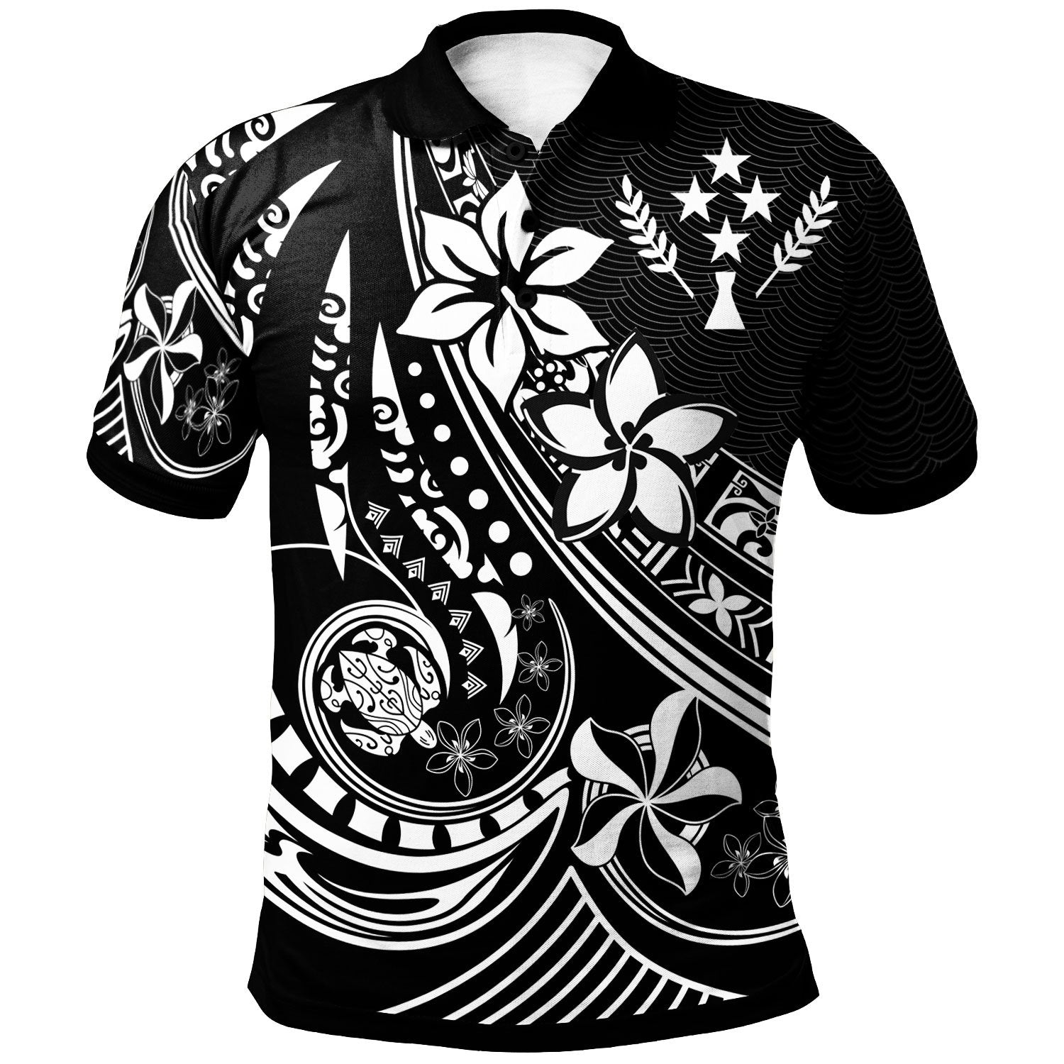 Kosrae Polo Shirt The Flow Of The Ocean Unisex Black - Polynesian Pride