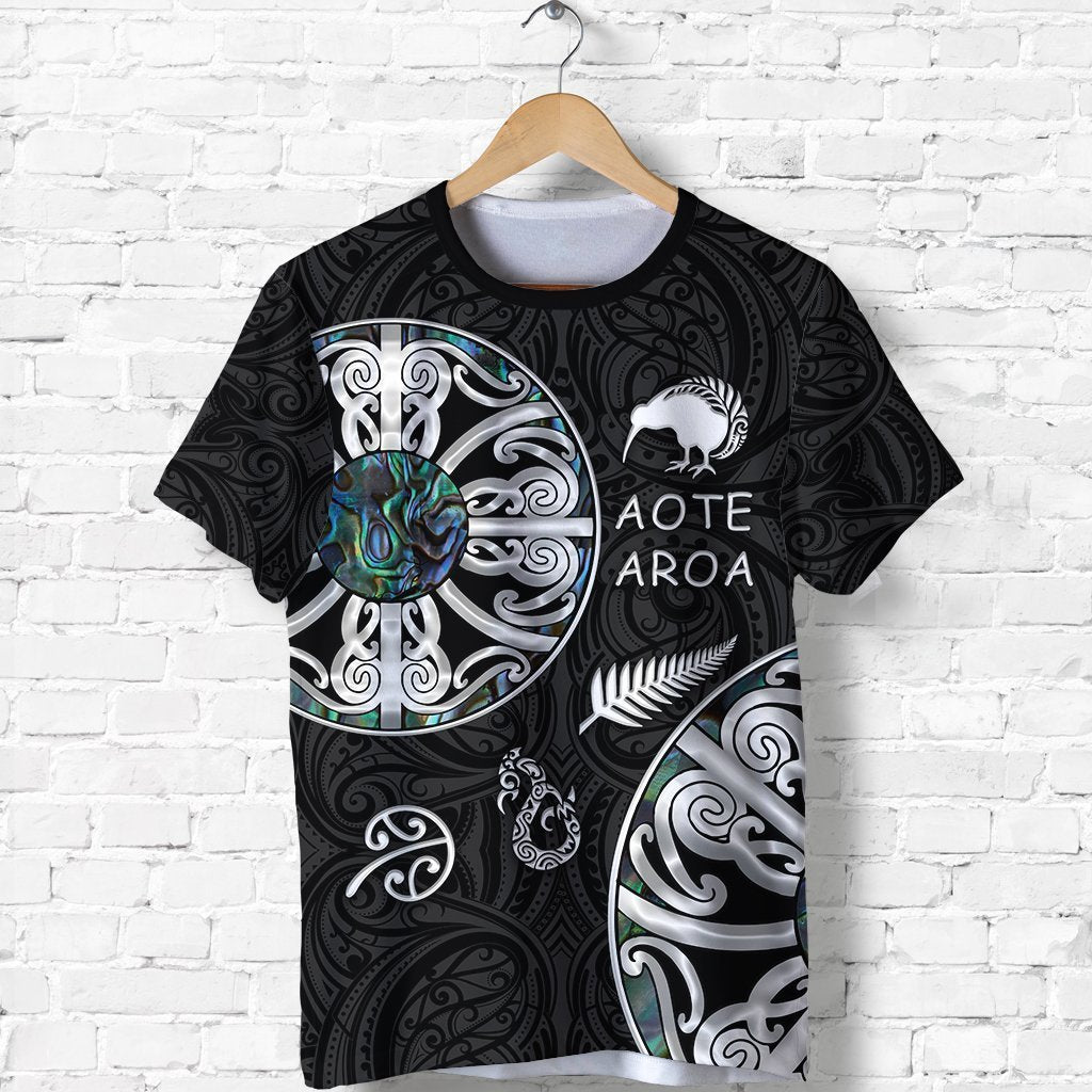 New Zealand Aotearoa Shirt, Maori Mangopare Paua Shell T Shirt Unisex Black - Polynesian Pride