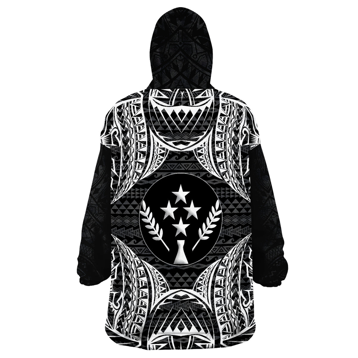 Kosrae Map Black Wearable Blanket Hoodie LT9 - Polynesian Pride