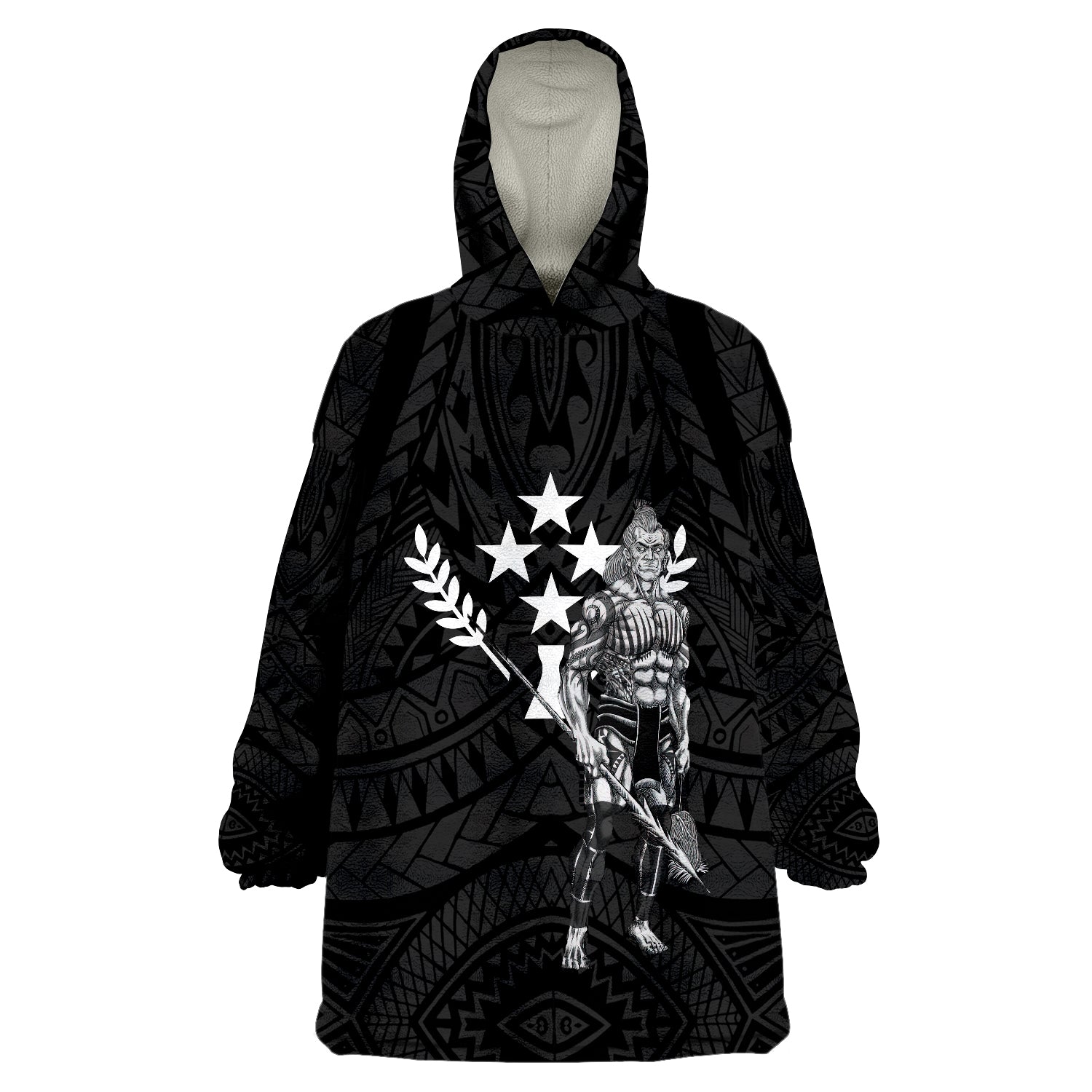 Kosrae Micronesian Warrior Wearable Blanket Hoodie LT9 Unisex One Size - Polynesian Pride