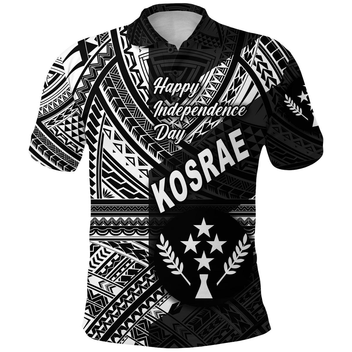 Custom FSM Kosrae Polo Shirt Happy Independence Day Original Vibes Black LT8 - Polynesian Pride