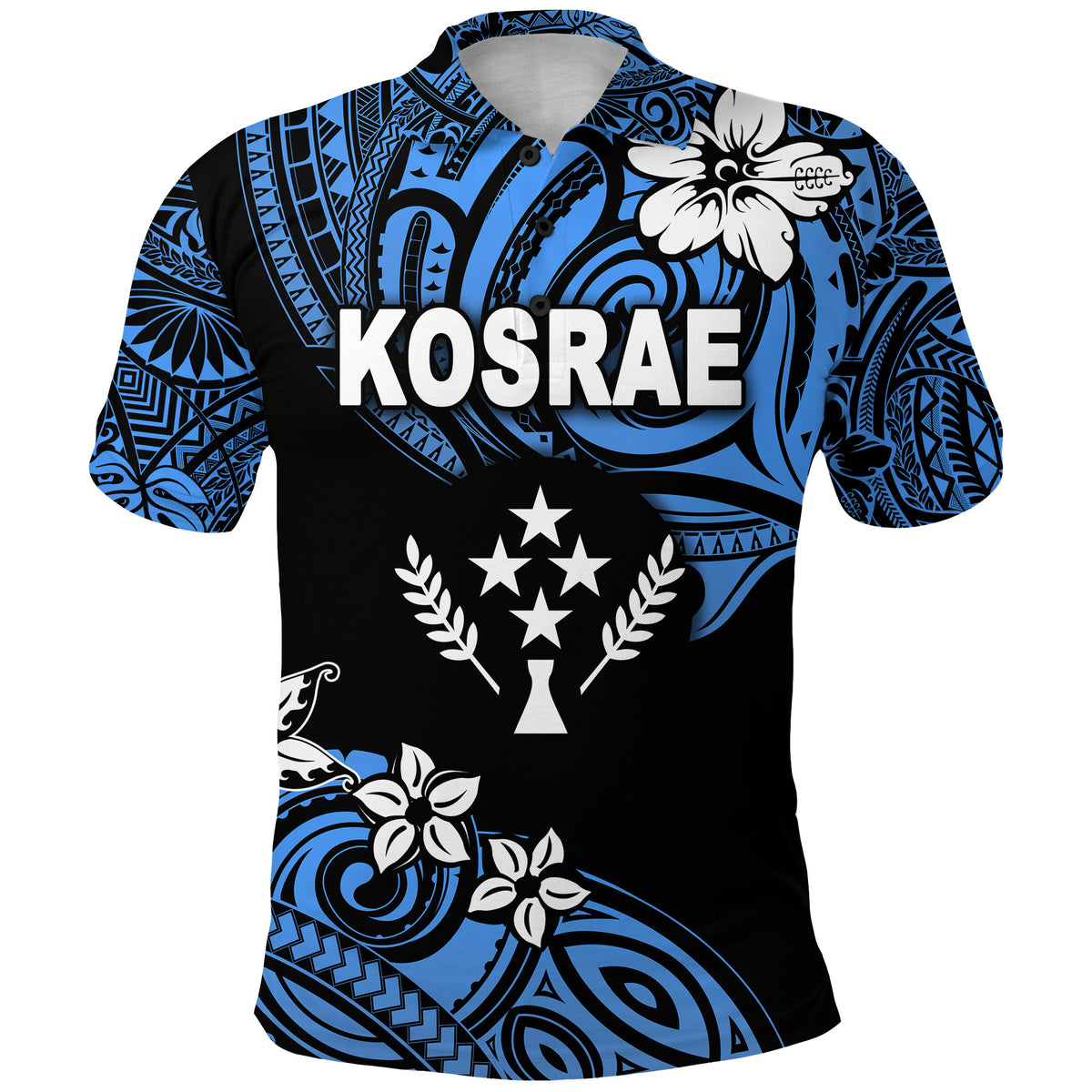 FSM Kosrae Polo Shirt Unique Vibes Blue LT8 - Polynesian Pride