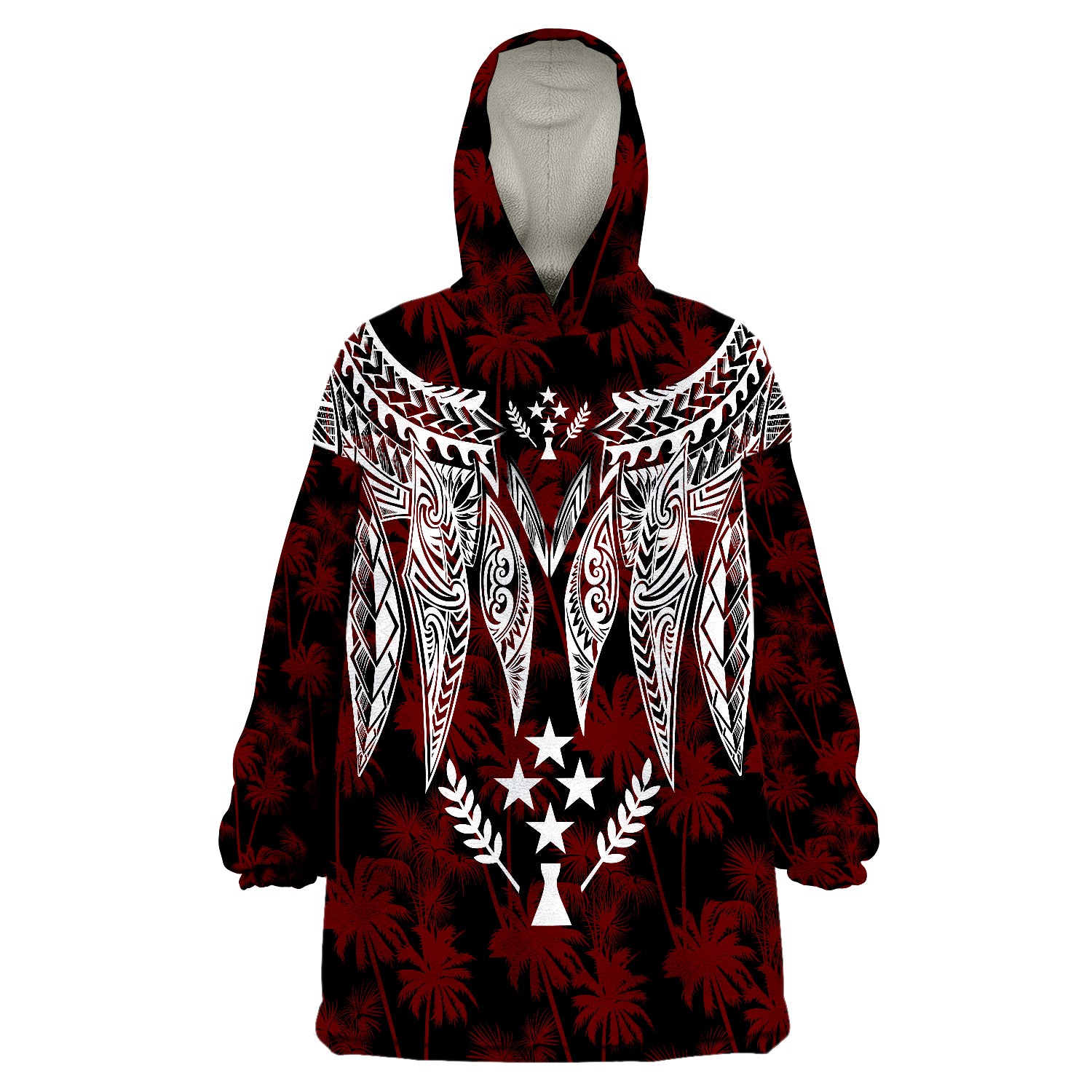 Kosrae Polynesian Wings Red Wearable Blanket Hoodie LT9 Unisex One Size - Polynesian Pride