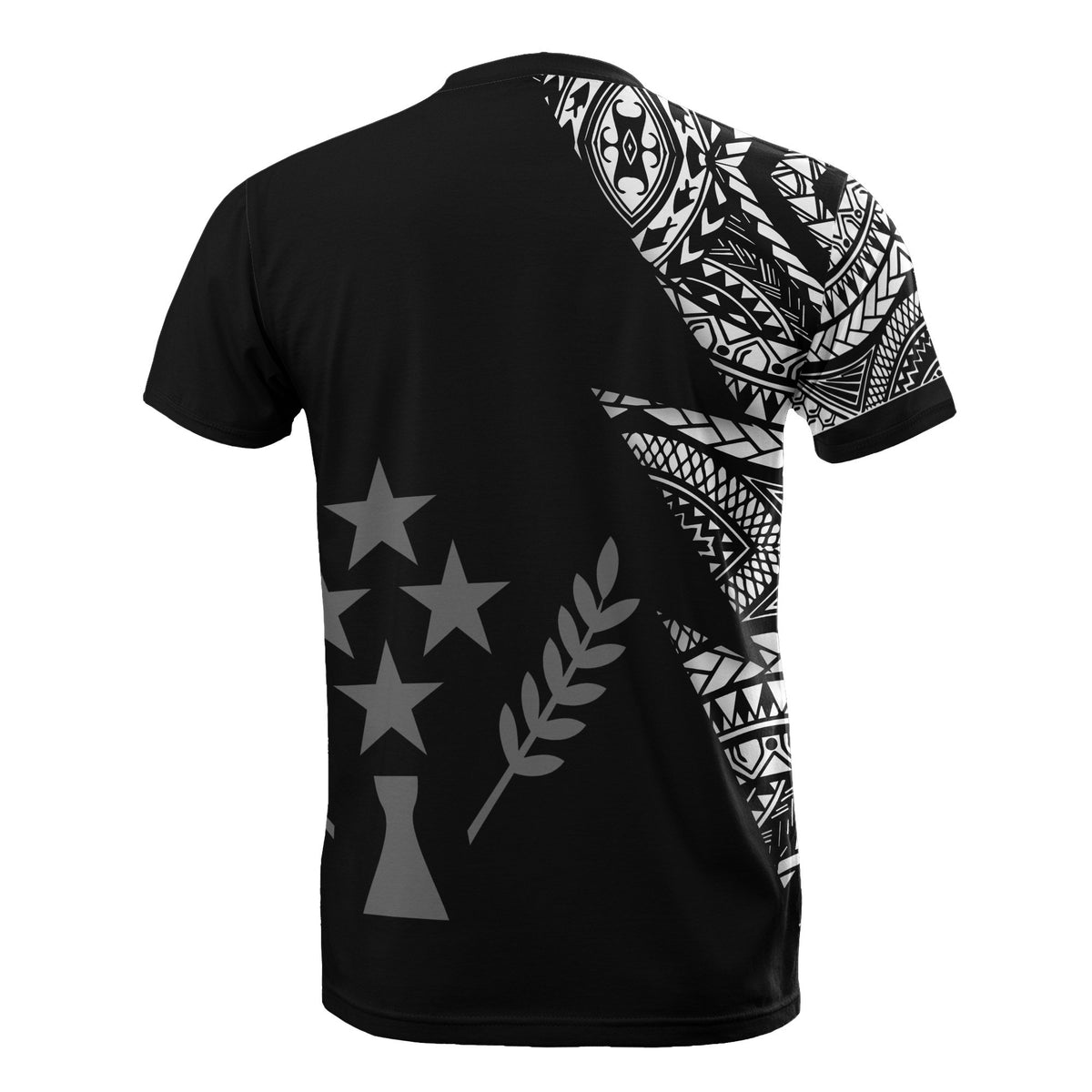 Kosrae Pattern T Shirt Kosrae Flag Polynesian Tattoo Black Style - Polynesian Pride