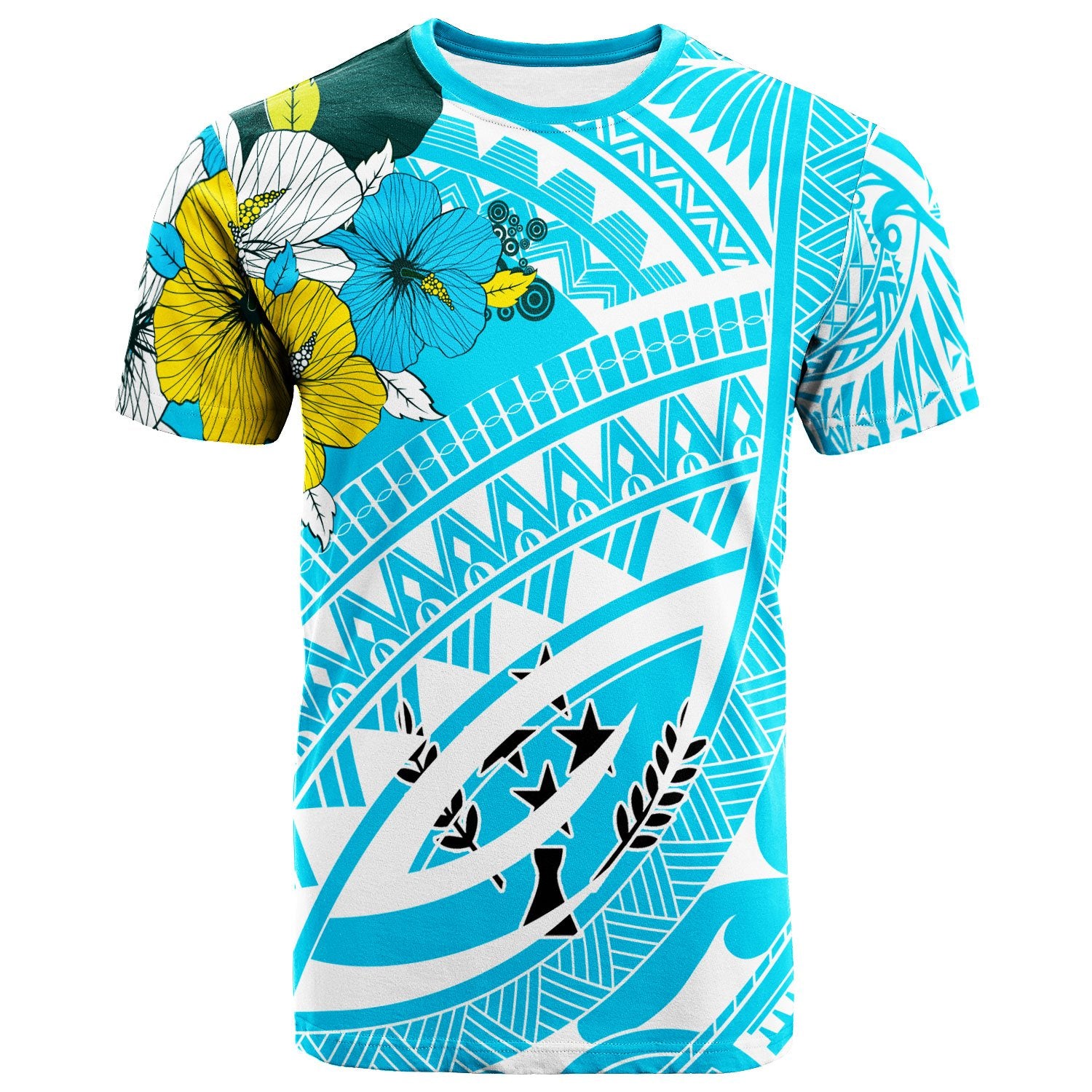 Kosrae T Shirt Polynesian Pattern Aquamarine Stone Color Unisex Blue - Polynesian Pride