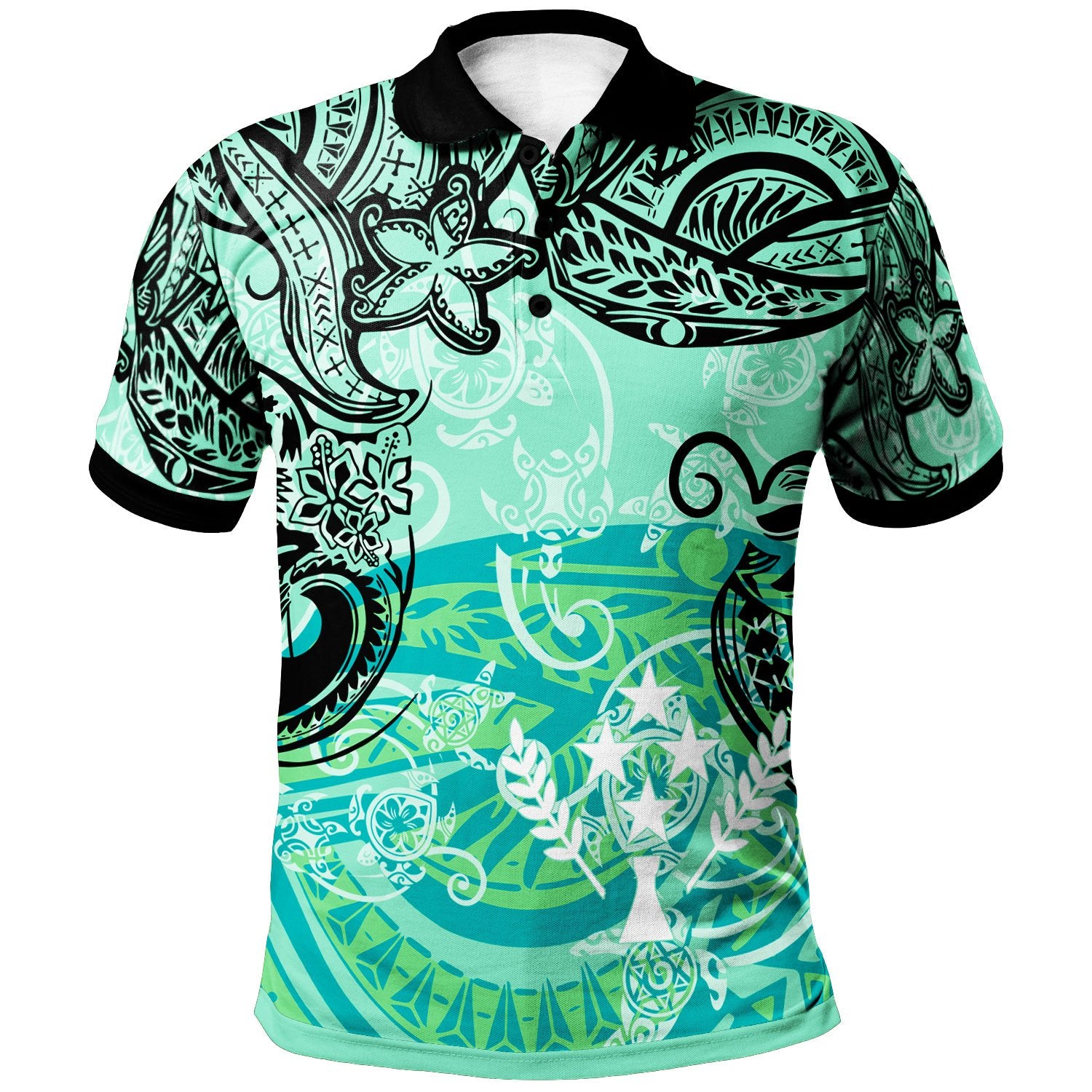 Kosrae Polo Shirt Vintage Floral Pattern Green Color Unisex Green - Polynesian Pride