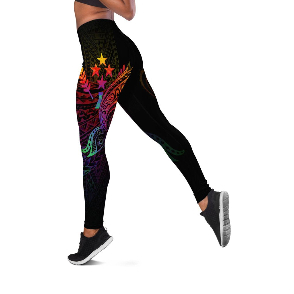 Kosrae State Leggings - Butterfly Polynesian Style Black - Polynesian Pride