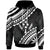 Kosrae Hoodie Palm Leaf Texture White Unisex Black - Polynesian Pride