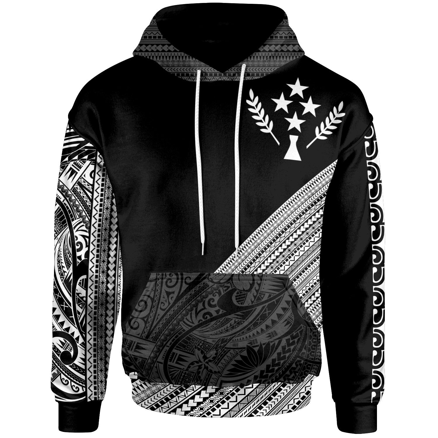 Kosrae Custom Hoodie Diagonal Pattern Unisex Black - Polynesian Pride