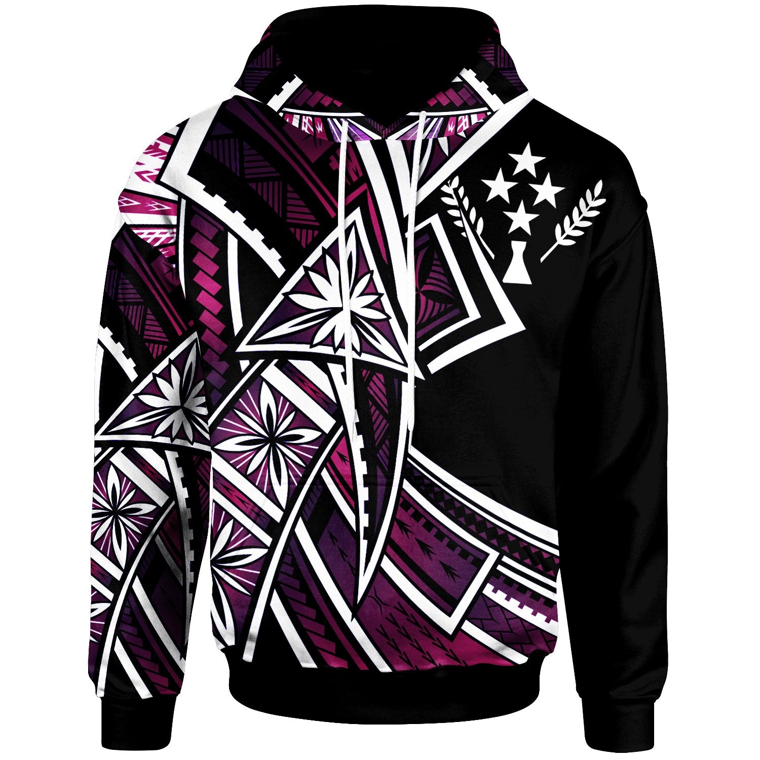 Kosrae Hoodie Tribal Flower Special Pattern Purple Color Unisex Purple - Polynesian Pride