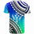 Kosrae T Shirt Palm Leaf Texture Blue Gradient - Polynesian Pride