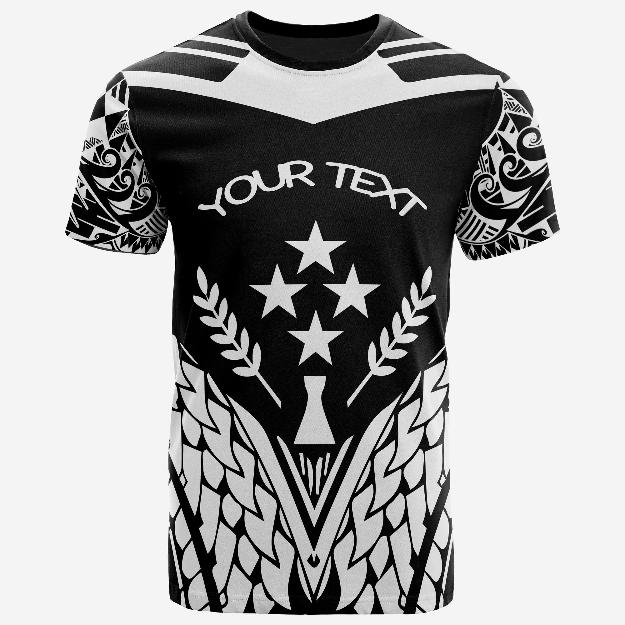 Kosrae Custom T Shirt Unique Eagle Feather Texture BlackWhite Unisex BlackWhite - Polynesian Pride