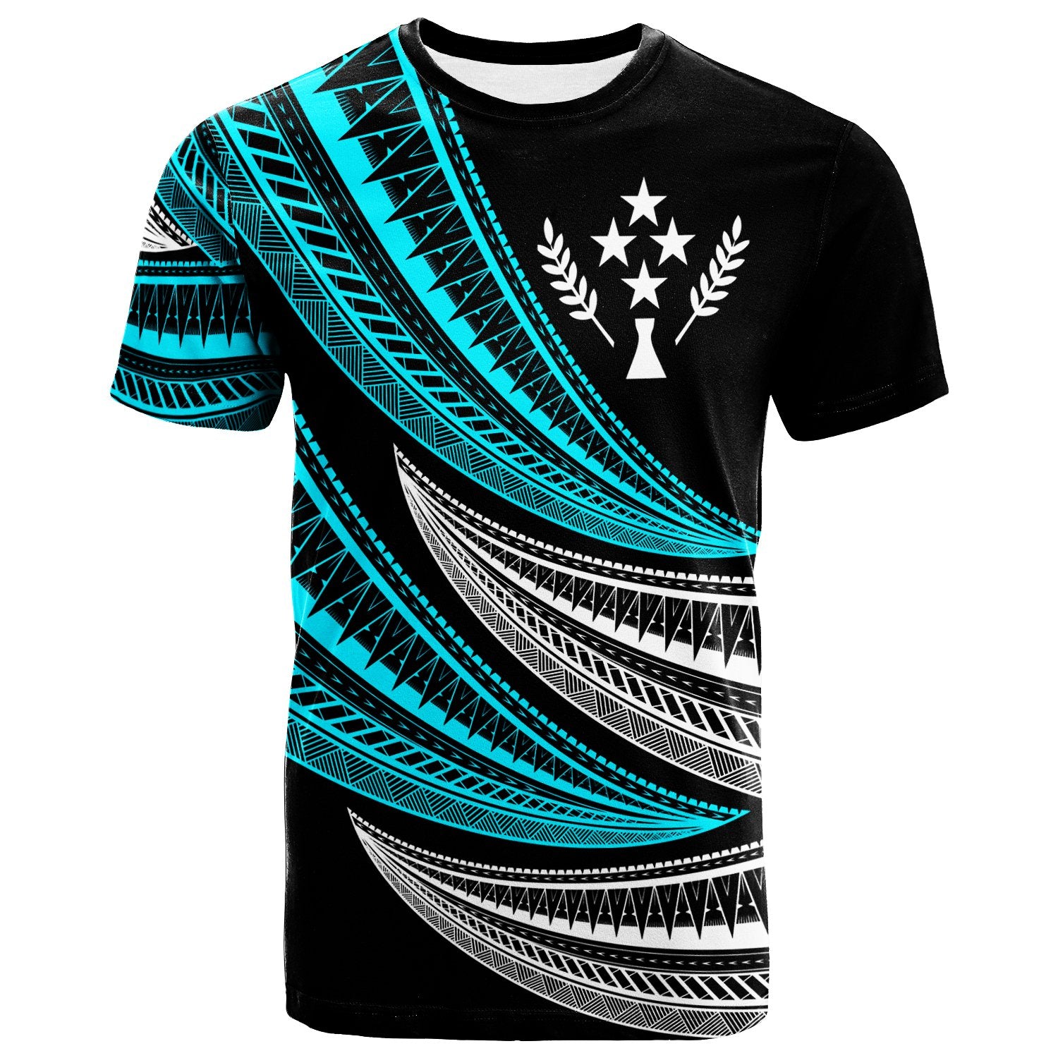 Kosrae CustomT Shirt Wave Pattern Alternating Unisex Black - Polynesian Pride