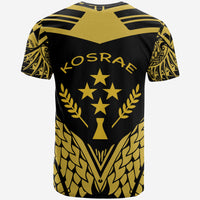 Kosrae T Shirt Unique Eagle Feather Texture Black Yellow - Polynesian Pride