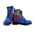 Scotland Celtic Leather Boots - Celtic Cross & Rampant Skew Style Blue - Polynesian Pride