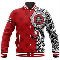 (Personalized) Hawaii Baseball Jacket - Lahainaluna High Tribal Kakau Baseball Jacket - AH Unisex Red - Polynesian Pride