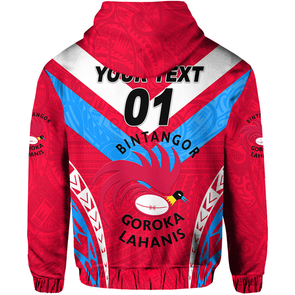 Custom Papua New Guinea Bintangor Goroka Lahanis Zip Hoodie Rugby Original Style Red, Custom Text and Number LT8 - Polynesian Pride