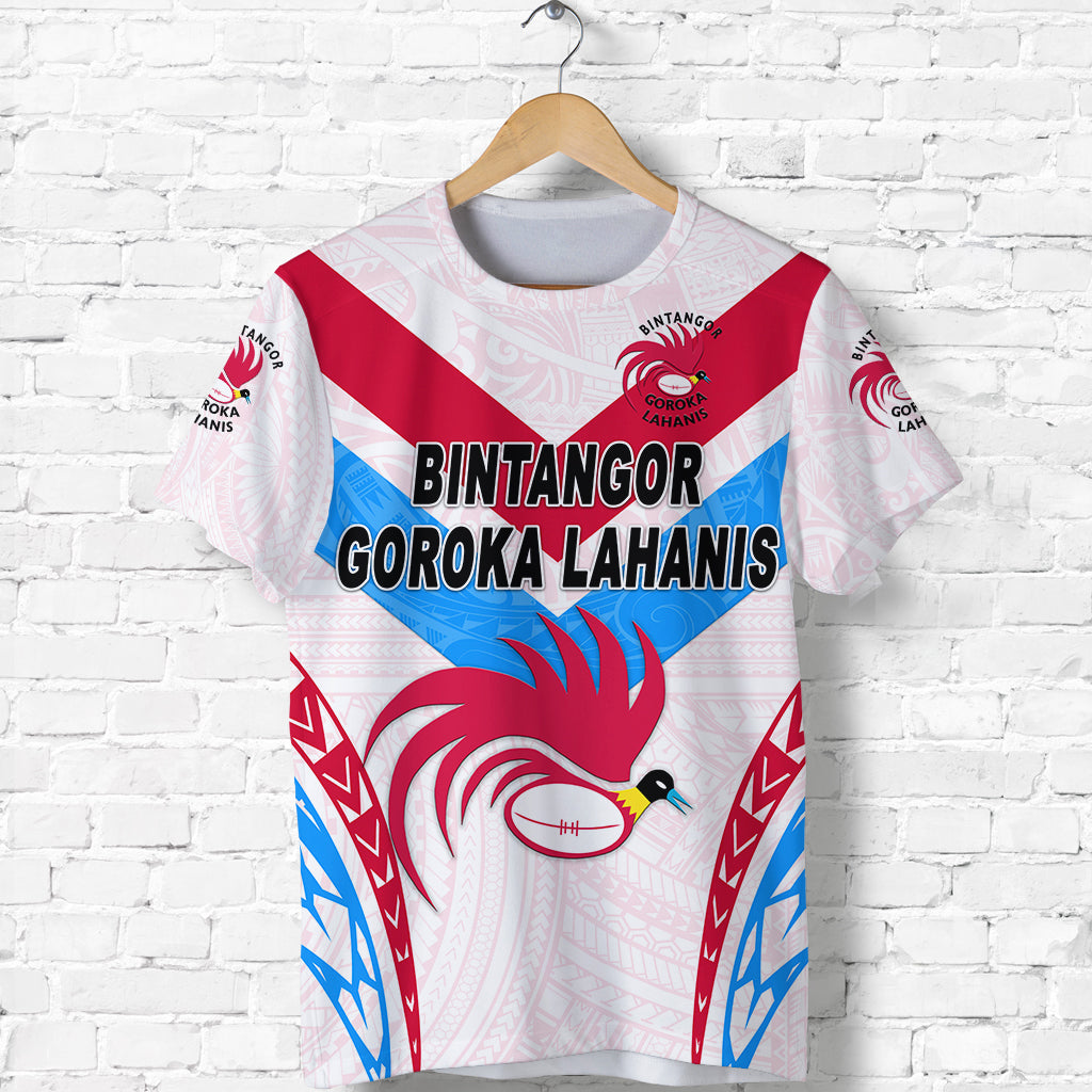 Custom Papua New Guinea Bintangor Goroka Lahanis T Shirt Rugby Original Style White, Custom Text and Number LT8 - Polynesian Pride