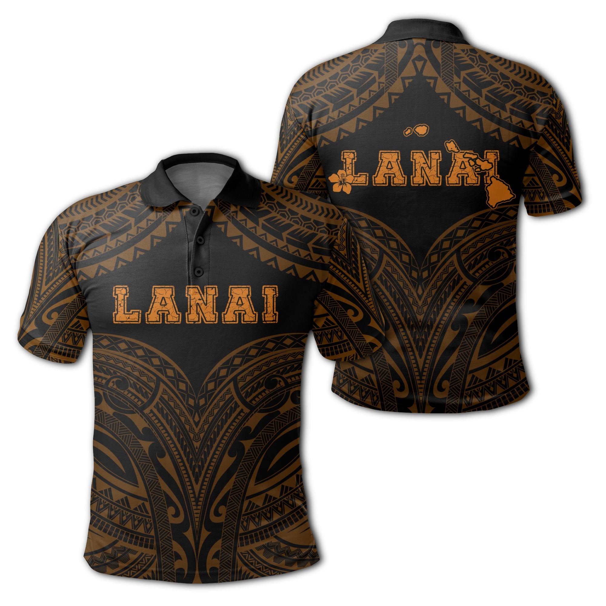 Hawaiian Kanaka Map Polynesian Lanai Polo Shirt Orange Brad Style Unisex Orange - Polynesian Pride