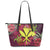 Kanaka Map Turtle Hibiscus Leather Tote Bag - Red Velvet - AH Red - Polynesian Pride