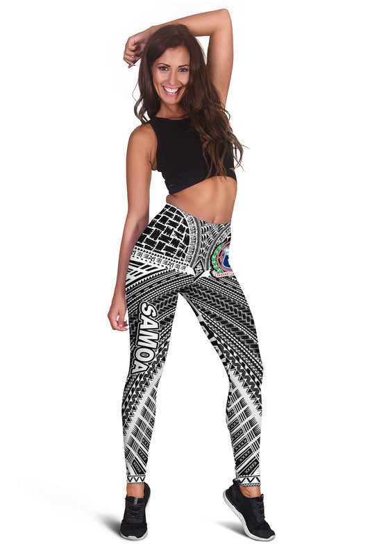 Samoa Ula Nifo Tribal Leggings White Style LT6 White - Polynesian Pride