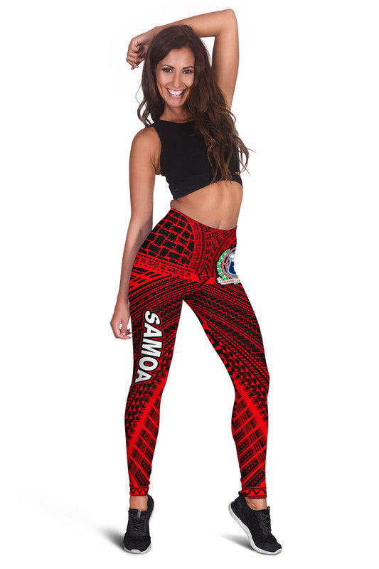 Samoa Ula Nifo Tribal Leggings Red Style LT6 Red - Polynesian Pride