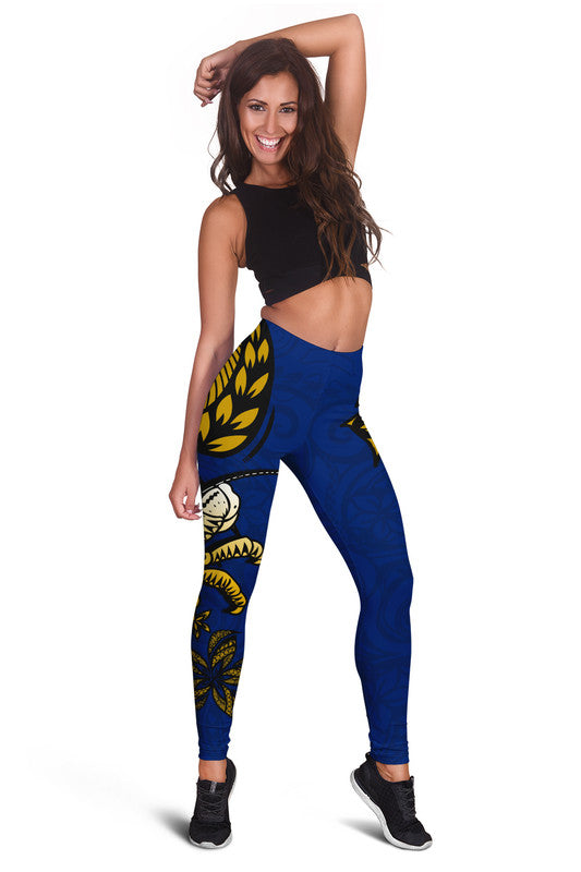 Niue Uga Leggings Tribal Patterns Blue Style LT6 Blue - Polynesian Pride