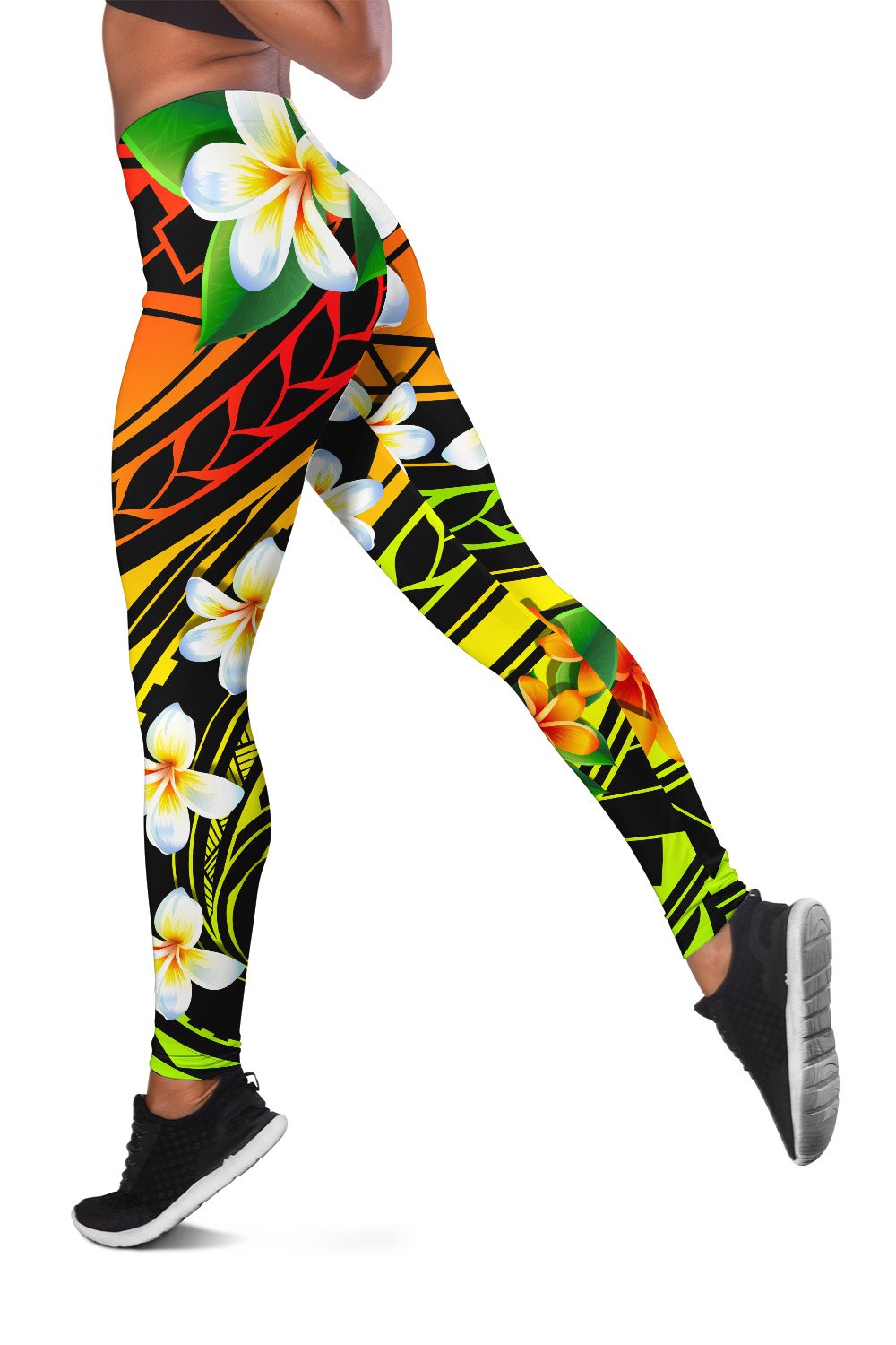 Hawaii Plumeria Polynesian Leggings - Hope - AH Black - Polynesian Pride