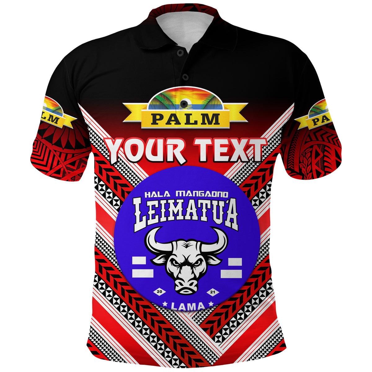 Custom Mate Maa Tonga Polo Shirt Leimatua Bulls Creative Style Red NO.1 LT8 - Polynesian Pride